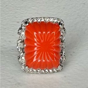 Vtg Intaglio Coral Ring Size 7.0